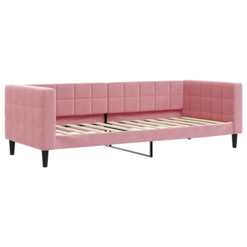 vidaXL Letto da Giorno Rosa 80x200 cm in Velluto, Divano Letto, Divano Letto Singolo, Divano Letto in Velluto, Letto per Ospiti, Divano Letto Moderno