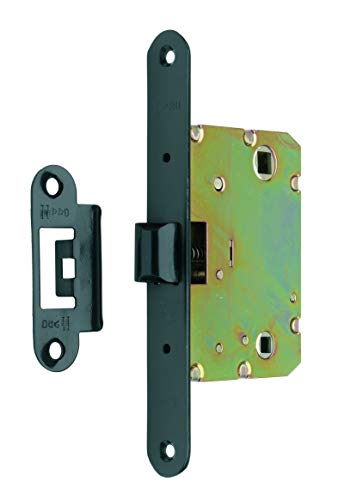 AZERODESIGN-Picaporte puerta interior-Cerradura Puerta Interior-Picaporte Reversible-165x20mm-Pestillo Centrado 70mm-Canto Redondo-Acabado Negro- Material Hierro