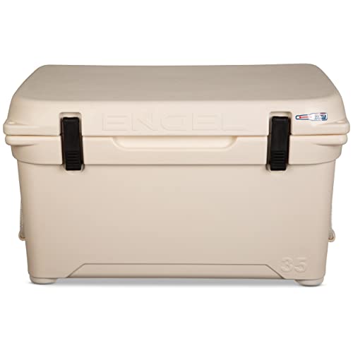 Engel Coolers ENG35 Cooler | 36 Can High Performance Durable Seamless Rotationally Molded Ice Box for Camping, Hunting, and Fishing - Coastal White