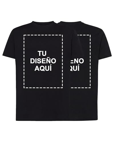 Kami Custom Camiseta Personalizable Algodón Grueso Unisex - Impresión HD con Foto, Texto o Logo - Resistente y Duradera (FR/ES, Letras, S, Regular, Regular, Negro)