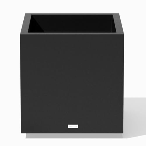 Veradek Block Series Cube Plastic Planter - Large Square Planter for Indoor or Outdoor Patio/Garden | Durable All-Weather Use with Drainage Holes | Modern Dcor for Tall Plants Trees Flowers