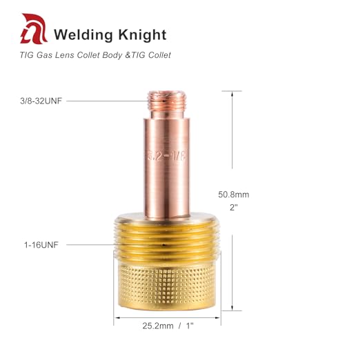Image of Large TIG Gas Lens Collet Body 995795 1 /8 inch&3.2mm 10N25 7Pcs | TIG Collet for TIG Welding Torch WP-17, 18 & 26 Series Consumables