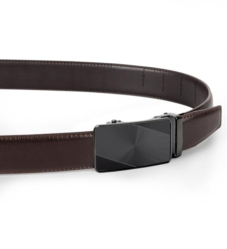 Image of Mens Ratchet Belts Leather-2 Packs,Adjustable Slide Belts For Gifts Men Dress and Casual 1 3 /8 inch,Cut for Perfect Fit