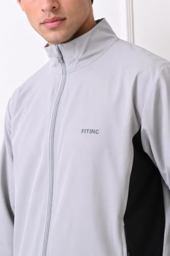 Image of FITINC Men's Sports Jacket | Regular Fit | Full Zip | Zipper Pockets | Jacket for Gym, Running, Cycling & Travel