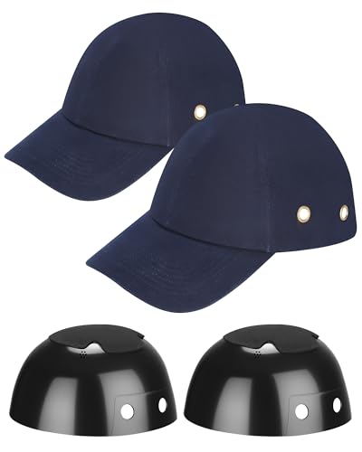 Holulo 2PCS Baseball Bump Cap, Protective Safety Hardhats with Mesh, Lightweight and Breathable Hard Hat Navy Blue, M