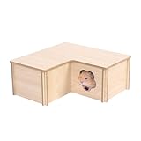 Tafit Natural Wooden Multi-Chamber Hamster Hideout Habitat, Multi-Room Small Animals House Maze & Tunnel Exploring for Syrian Hamster, Dwarf Hamster, Gerbils, Hedgehogs, Mice, Rats, Lemmings (3-Rooms)