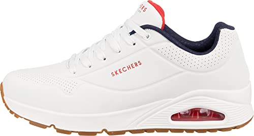 Image of Skechers Mens UNO - Stand ON AIR White Navy Red Casual Sneakers (WNVR, UK Footwear Size System, Adult, Men, Numeric, Medium, 11)