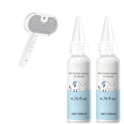 Image of Pet Steam Brush Dog Cat 2026 New Grooming Comb for Shedding Concentrated Waterless Shampoo, Pet Comb Leave-in serum, 2*Shampoo(Steam Brush not Included)