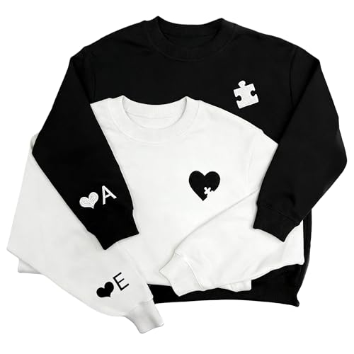 JLSKCN Pull Personnalisé Couple, Sweat à Capuche brodé Personnalisé, Cadeau Couple Personnalisable, Cadeau Saint Valentin Femme, Homme, Idee Cadeaux St Valentin, Anniversaire