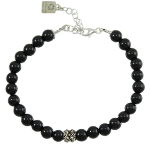 Bracelet Su Coccu sarde en argent 925 bruni et véritables perles d'onyx