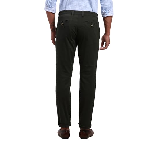 Image of Parx Men's Cotton Blend Solid Pattern Low Rise Tapered Fit Flat Front Casual Trouser