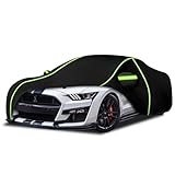 6 Layers Full Car Cover for 1994-2024 Ford Mustang GT/Shelby/Cobra/Bullitt/ECOBOOST,Waterproof All Weather PEVA Adding Cotton Protection with Door Zipper & Storage Bag