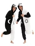 vavalad Adult Skull Onesie Skull Costume One piece Pajamas Cosplay Black White Costume for Women and Men