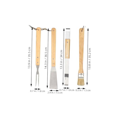 Set de Utensilios para Parrilla 10 piezas Acero y Madera miniatura 2
