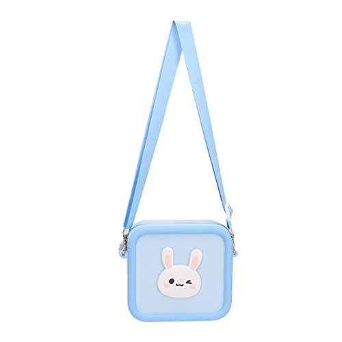 Tbest Bolsa de Silicone para Câmera Infantil, Animal Fofo de Desenho Animado, à Prova de Choque, Estojo de Transporte de Grande Capacidade para Crianças Com Mais de Três Anos de Idade, (Coelho Azul)
