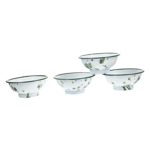 CHICAMPERA 4 piezas Cuencos de Esmalte Vintage Cuencos para Arroz y Alimentos Diseño Antideslizante Uso Multifuncional Cocina y Hogar Tazones Resistentes