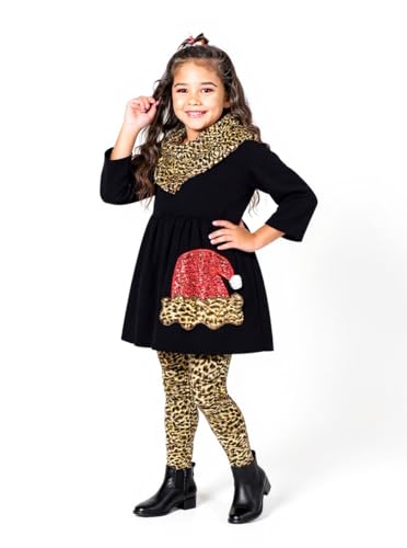 Image of Unique Baby Girls Kids Toddler 3pc Outfit Set Long Sleeve Lightweight Tunic Top Leggings and Scarf