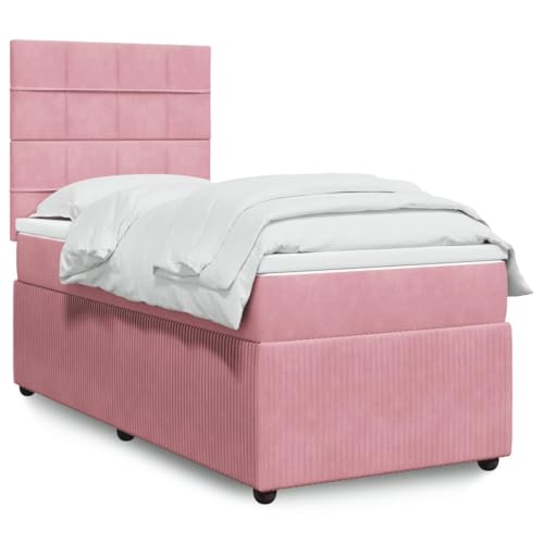 Vetnasa Cama Box Spring con colchón tercio Rosa 90x190 cm Mobiliario, Camas y Accesorios, Camas y somieres Rosa 66,29 KG