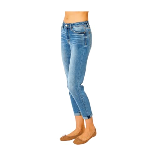Judy Blue Cuffed Hem Slim Jeans2