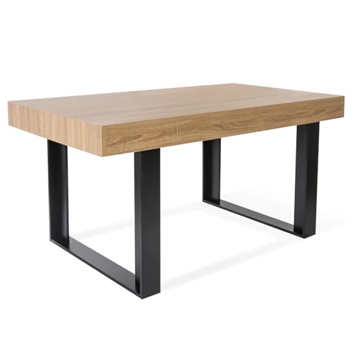 IDMarket - Table à Manger Rectangle Phoenix 6 Personnes Bois et Noir 160 cm