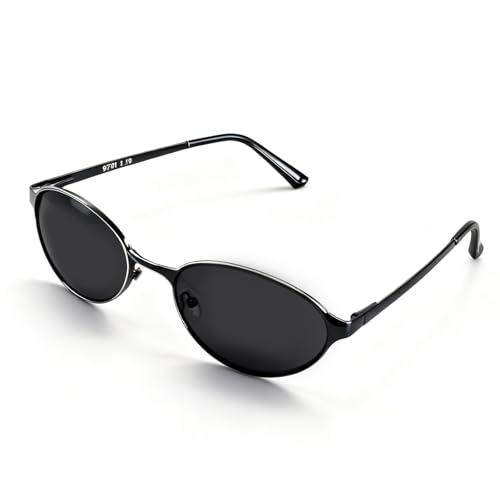 Vylenxio Retro Oval Sunglasses for Women Men, 90s Y2K Vintage Metal Frame, UV400 Protection Shades, VY5802