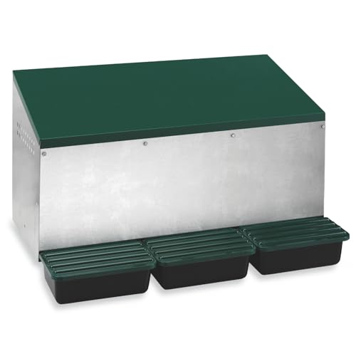 Agrarzone Pondoir d'extérieur à œufs 3 Compartiments - Montage à l'extérieur du poulailler - Nids pour Poules Nids à Rouleau pour Grandes Poules