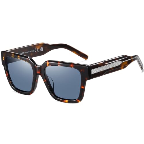DUCO Retro Squar Acetate Polarized Sunglasses for Men Women UV400 Protection Shades Driving Hiking Glof Sun Glass DC2342