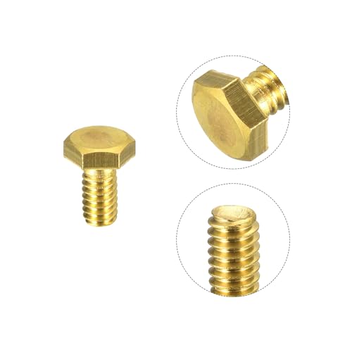 Image of uxcell Brass Hex Bolts, 1 /4-20x1 /2 5pcs Fully Thread Grade 4.8 Solid Brass Hexagon Head Bolt Machine Screws for Machinery