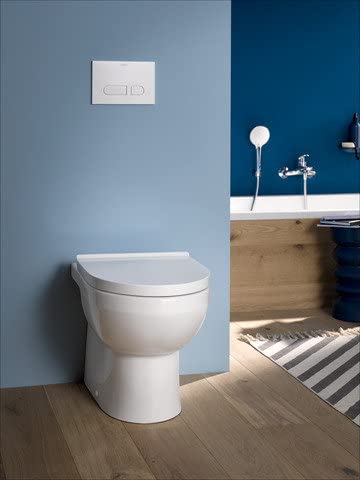 Duravit DuraStyle Basic Stand-WC Rimless® Set 418409, Abgang waagrecht, für variablen Wasserzulauf - 41840900A1