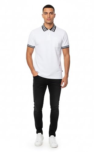 Versace Jeans Couture White Mens Polo Shirt with Chain Detail