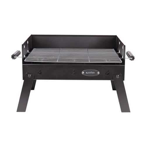 Cofan Barbacoa de carbón portátil | Parrilla de acero cromado | Barbacoa plegable | Con asas laterales | Ideal para camping, jardín y terraza | Medidas: 45,5 x 34,5 x 31,5 cm