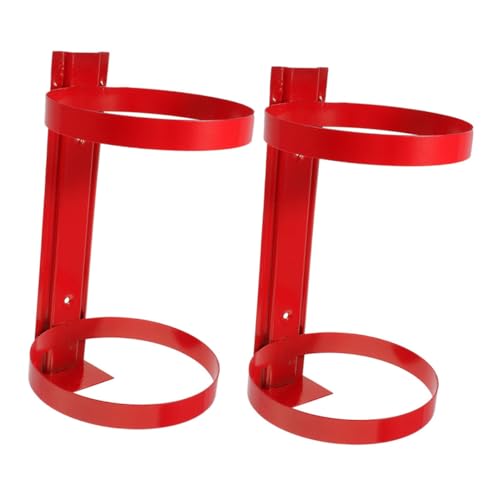 OSOLADY 2pcs Red Fire Extinguisher Car Mount Car Accessories Wall Bracket Iron Fire Extinguisher Mounting Kit