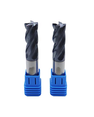 Image of 1 /2'' Carbide Square End Mill, 4 Flute, AlTiN Coating, End Mill Bits for Alloy Steels and Hardened Steels, HRC 45 Deg, CNC Router Bit -2pcs