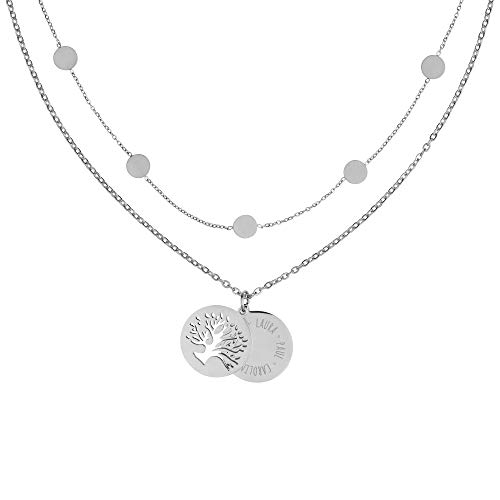 Collier Arbre ou Rose des Vents Gravado en acier inoxydable à offrir pour la fête des mères