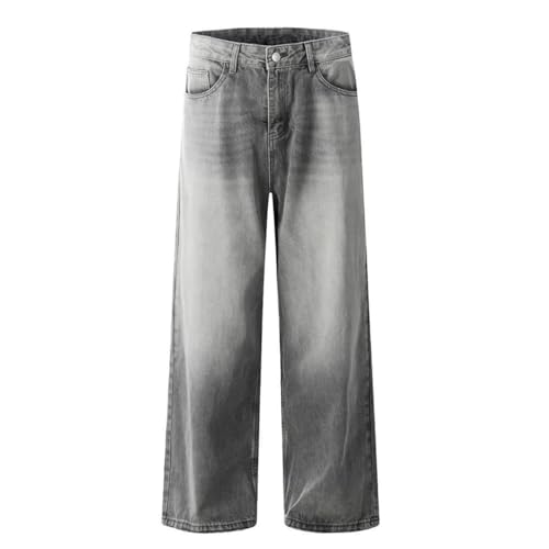 Men’S Distressed Wide Leg Jeans Mid Waist Loose Fit Denim Pants High Street Style Zipper Fly Ripped Design Jeans2