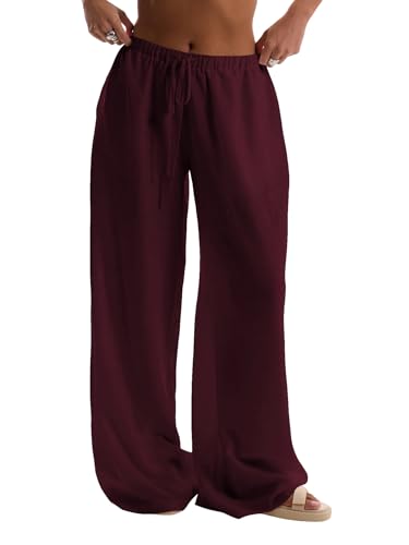 Image of RoseSeek Women's Beach Cover Ups Wide Leg Loose Linen Pants Swimsuit Coverup Summer Vacation Outfits 2026
