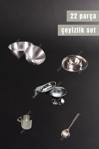Paslanmaz Çelik Çeyiz Seti 22 Parça - Mutfak/Sofra Gereçleri - Kahvaltılık/Set 22 Parça