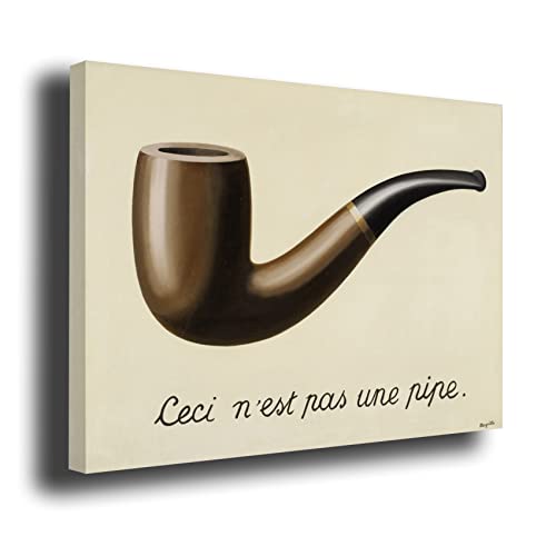 Cuadro Lienzo Canvas La traicion de Las imagenes Esto no es una Pipa Rene Magritte – Lienzo con Bastidor 3cm - Alta resolución (60_x_44_cm)
