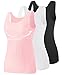 vislivin Femme Débardeur en Coton avec Soutien Gorge Étagère Débardeur Extensibles Tank Top Noir/Blanc/Rose XL