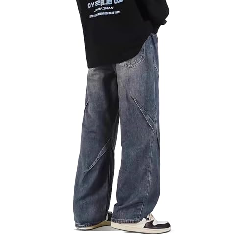 Jeans for Tall Men, Extra Long Big and Tall Size, Wide Leg Relaxed Fit Blue Jeans, Stretch Denim Pants for Men2