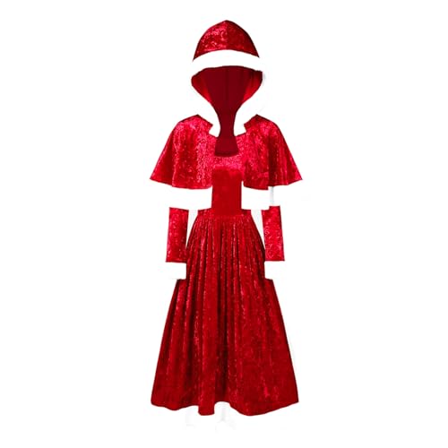 Robe longue rouge en polyester confortable pour déguisement de fête fluide