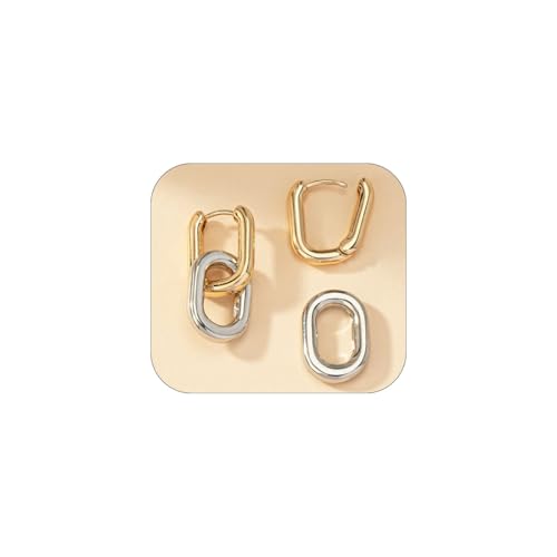Mixed Metal Earrings for Women Two Tone Hoop Trendy Small Cute Dainty Everyday Jewelry Gift