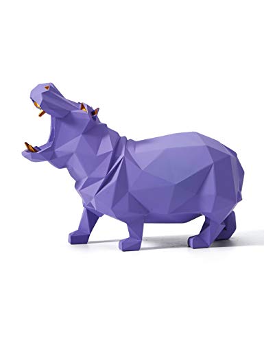 Amoy-Art Nilpferd Skulptur Hippo Figuren Arts Statue Geschenk Polyresin Tier Dekor Violett 18cm Cover