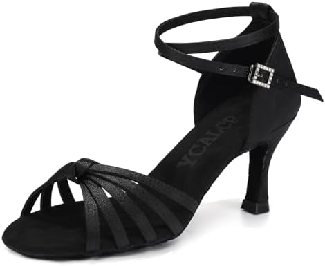 Scarpe Da Ballo Latino Bambina - Sandali Tango Salsa In Raso Con Tacco 4cm - Foto 5