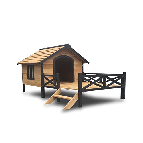 Unbranded Outdoor Large Wooden Cabin House Style Wooden Dog Kennel with Porch
