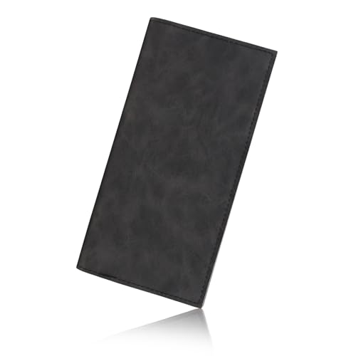 Mens Wallet, PU Leather Card Wallet Card Holder Wallet with Multiple Card Slots for Men, Long Bifold Travel Wallet Slim Wallet with ID Window for Travel, Date (black)