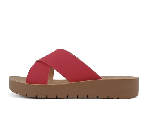 Image of Soda LUCY ~ Women Open Toe Flatform Platform Crisscross Band Upper Fashion Slide Sandals