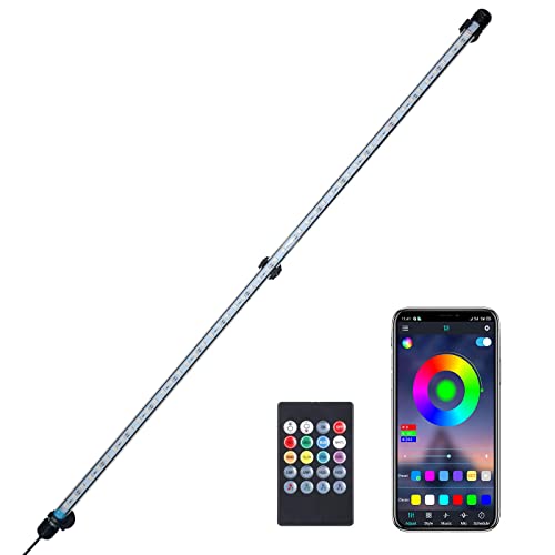VARMHUS Impermeabile LED Acquario Lampada,Fish Tank Light con telecomando e controllo App,DIY Spectrum Full Color&Intelligent Timing e Dimming,29 modalità luce e 4 modalità di musicale RGB (92cm)