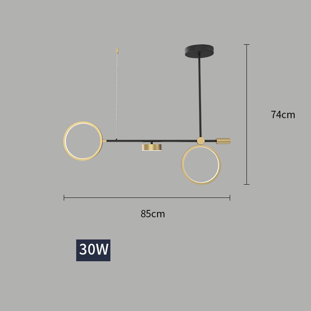 Lampadario lineare a LED dimmerabile della metà del secolo per sala da pranzo sopra il tavolo Lampada a sospensione a sospensione a lunga striscia in oro nero Minimalismo Anello luminoso a soffitto