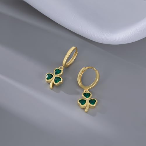SLUYNZ 925 Sterling Silver Green Heart Clover Dangle Earrings for Women Teen Girls CZ Shamrock Drop Earrings for Spring3
